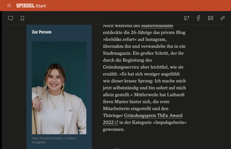 Spiegel Artikel - Anika Luthardt von feelslike.erfurt UG